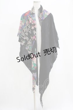 画像1: Qutie Frash / 異素材切替ストール  黒 H-25-05-02-067-QU-ZA-KB-ZH