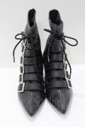 Goth Pikes / バックルヒールブーツ US7 黒 H-25-05-02-071-PU-SH-KB-ZH