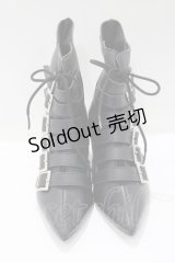 Goth Pikes / バックルヒールブーツ US7 黒 H-25-05-02-071-PU-SH-KB-ZH