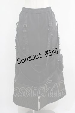 画像1: Qutie Frash / ミリタリーロングスカート  ブラック H-25-05-02-012-QU-SK-KB-ZH