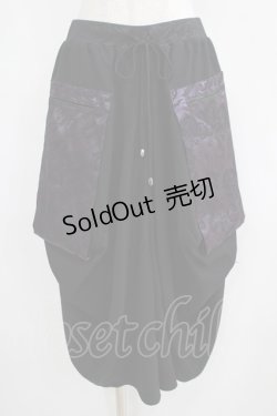 画像1: Qutie Frash / ジャガード切替パンツ  黒×紫 H-25-05-02-015-QU-PA-KB-ZH