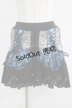 画像1: Qutie Frash / コルセット風ミニスカート  黒×青 H-25-05-02-017-QU-SK-KB-ZH