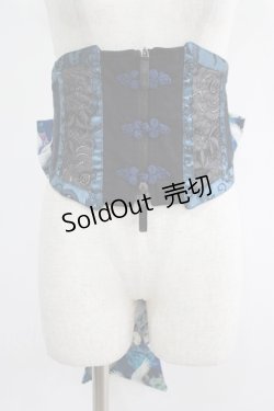 画像1: Qutie Frash / 2015プレミアム-リボンコルセット  黒×青 H-25-05-02-024-QU-ZA-KB-ZH
