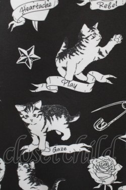 画像4: LISTEN FLAVOR / いたずら子猫の総柄ブルゾン  ブラック H-25-05-02-027-PU-JA-KB-ZH