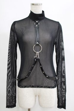 画像1: KILL STAR / Mock Widow Mesh Top S ブラック H-25-05-03-1053-SL-TO-KB-ZH
