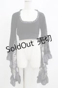 Qutie Frash / メッシュ着物袖トップス  黒 H-25-05-03-1066-QU-TO-KB-ZH