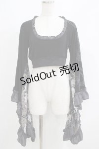 Qutie Frash / メッシュ着物袖トップス  黒 H-25-05-03-1066-QU-TO-KB-ZH