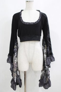 画像1: Qutie Frash / メッシュ着物袖トップス  黒 H-25-05-03-1066-QU-TO-KB-ZH