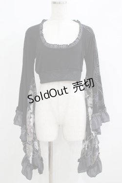 画像1: Qutie Frash / メッシュ着物袖トップス  黒 H-25-05-03-1066-QU-TO-KB-ZH