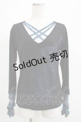 Qutie Frash / クロスインナーT  黒×青 H-25-05-03-1068-QU-TO-KB-ZH