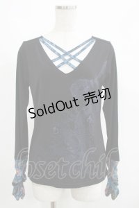 Qutie Frash / クロスインナーT  黒×青 H-25-05-03-1068-QU-TO-KB-ZH