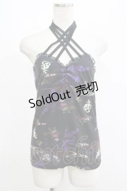 画像1: Qutie Frash / クロスキャミ  黒 H-25-05-03-1070-QU-TO-KB-ZH