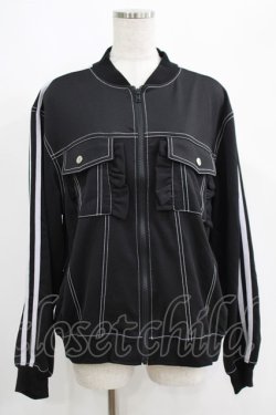 画像1: Candy Stripper / FRILL JERSEY BLOUSON  ブラック H-25-05-03-1009-PU-JA-KB-ZH