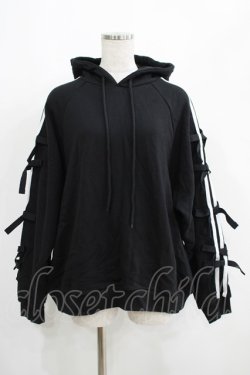 画像1: Candy Stripper / RIBBON SWEAT HOODIE 2 ブラック H-25-05-03-1012-PU-TO-KB-ZH