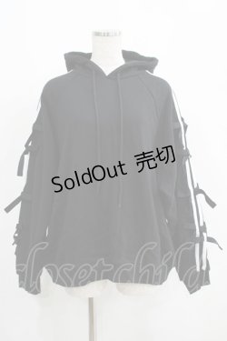 画像1: Candy Stripper / RIBBON SWEAT HOODIE 2 ブラック H-25-05-03-1012-PU-TO-KB-ZH