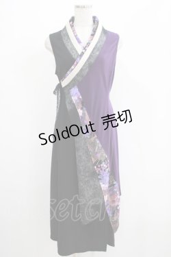 画像1: Qutie Frash / 着物チュニック  黒×紫 H-25-05-03-1014-QU-TO-KB-ZH