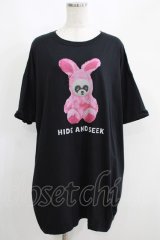 Candy Stripper / HIDE AND SEEK BIG BIG Tシャツ  黒 H-25-05-03-1017-PU-TO-KB-ZH