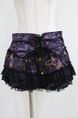 Qutie Frash / レースフリルインナーパンツ付スカート  黒×紫 H-25-05-03-1030-QU-SK-KB-ZH