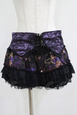 画像1: Qutie Frash / レースフリルインナーパンツ付スカート  黒×紫 H-25-05-03-1030-QU-SK-KB-ZH