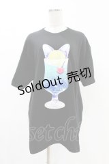 LISTEN FLAVOR / 猫耳クリームソーダTシャツ  黒 H-25-05-04-032-PU-TO-KB-ZH