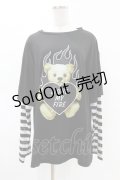 LISTEN FLAVOR / ファイヤーハートベアレイヤード風ロンT  黒 H-25-05-04-036-PU-TO-KB-ZH