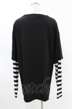画像2: LISTEN FLAVOR / ファイヤーハートベアレイヤード風ロンT  黒 H-25-05-04-036-PU-TO-KB-ZH