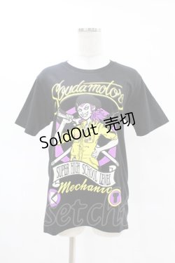 画像1: LISTEN FLAVOR / 左右田和一のモーターTシャツ M 黒 H-25-05-04-039-PU-TO-KB-ZH