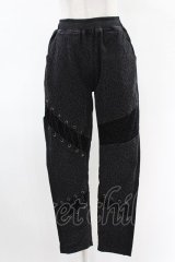 Qutie Frash / 切替スキニーパンツ  黒×レオパード×メッシュ H-25-05-04-007-QU-PA-KB-ZH