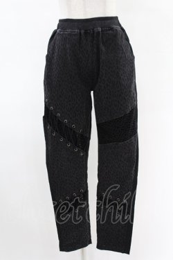 画像1: Qutie Frash / 切替スキニーパンツ  黒×レオパード×メッシュ H-25-05-04-007-QU-PA-KB-ZH