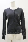 Jane Marple / クラウン刺繍のレイヤード風カーディガン  グレー H-25-05-04-1022-JM-TO-KB-ZH