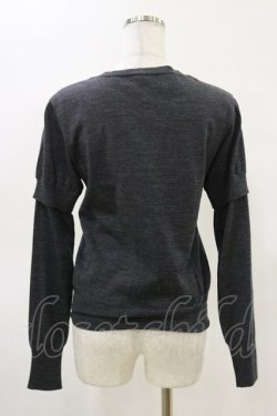 画像2: Jane Marple / クラウン刺繍のレイヤード風カーディガン  グレー H-25-05-04-1022-JM-TO-KB-ZH