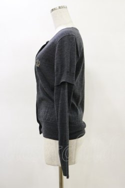 画像3: Jane Marple / クラウン刺繍のレイヤード風カーディガン  グレー H-25-05-04-1022-JM-TO-KB-ZH