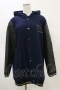 elements,H / レザー切替フードブルゾン HOMME ネイビー H-25-05-04-1024-PU-JA-KB-ZH