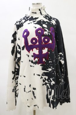 画像1: KILL STAR / Slime Time Knit Sweater L 白×黒 H-25-05-04-1039-SL-TO-KB-ZH