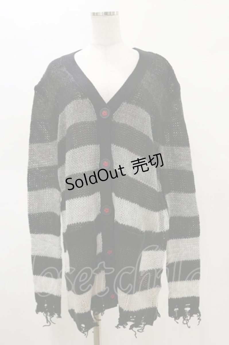 画像1: 【SALE】KILL STAR / Stripe Of Evil Cardigan XS ブラック H-25-05-04-1045-SL-TO-KB-ZT389 (1)