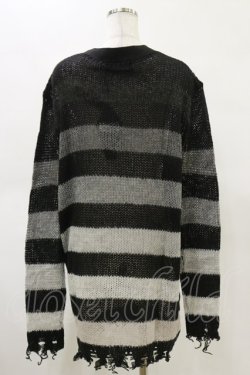 画像2: KILL STAR / Stripe Of Evil Cardigan XS ブラック H-25-05-04-1046-SL-TO-KB-ZT389