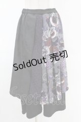 Qutie Frash / 8分丈ハカマパンツ  黒×和柄目玉紫 H-25-05-04-009-QU-PA-KB-ZH
