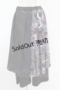Qutie Frash / 8分丈ハカマパンツ  黒×和柄目玉紫 H-25-05-04-009-QU-PA-KB-ZH