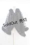 Qutie Frash / ファー付きポンチョコート  黒×黒 H-25-05-04-011-QU-CO-KB-ZH