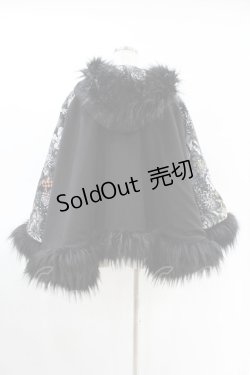 画像2: Qutie Frash / ファー付きポンチョコート  黒×黒 H-25-05-04-011-QU-CO-KB-ZH