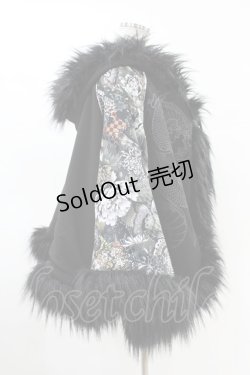 画像3: Qutie Frash / ファー付きポンチョコート  黒×黒 H-25-05-04-011-QU-CO-KB-ZH