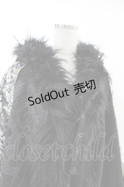 画像4: Qutie Frash / ファー付きポンチョコート  黒×黒 H-25-05-04-011-QU-CO-KB-ZH