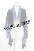 Qutie Frash / 着物ショートカーデ  黒×青 H-25-05-04-013-QU-TO-KB-ZH