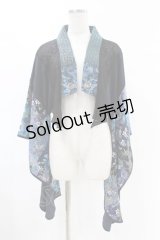 Qutie Frash / 着物ショートカーデ  黒×青 H-25-05-04-013-QU-TO-KB-ZH