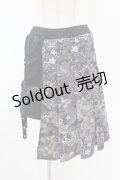 Qutie Frash / 和柄プリーツレイヤード風スカート  黒 H-25-05-04-017-QU-SK-KB-ZH
