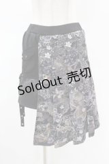 Qutie Frash / 和柄プリーツレイヤード風スカート  黒 H-25-05-04-017-QU-SK-KB-ZH
