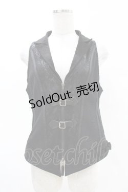 画像1: Qutie Frash / ダブルベルトZIPベスト  黒 H-25-08-10-004-QU-TO-KB-ZH
