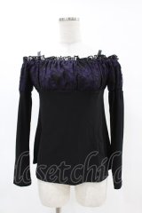 Qutie Frash / オフショルパフカットソー  パープル H-25-05-04-027-QU-TO-KB-ZH