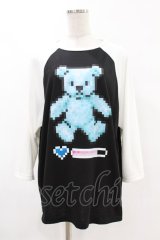 LISTEN FLAVOR / 8bitベアラグラントップス  ブラック×ホワイト H-25-05-04-031-PU-TO-KB-ZH