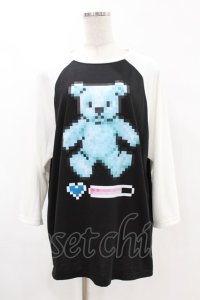 LISTEN FLAVOR / 8bitベアラグラントップス  ブラック×ホワイト H-25-05-04-031-PU-TO-KB-ZH